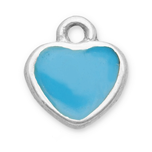 Stainless Steel Charms Heart Silver Blue Silver Blue Approx 6X55Mm 07Mm