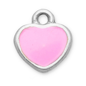 Stainless Steel Charms Heart Silver Pink Silver Pink Approx 6X55Mm 07Mm