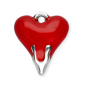 Stainless Steel Charms Heart Silver Red Silver Red Approx 12X10Mm 1Mm