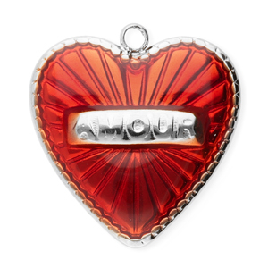 Stainless Steel Charms Heart Silver Red Silver Red Approx 18X17Mm 16Mm