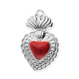 Stainless Steel Charms Heart Silver Red Silver Red Approx 27X165Mm 18Mm