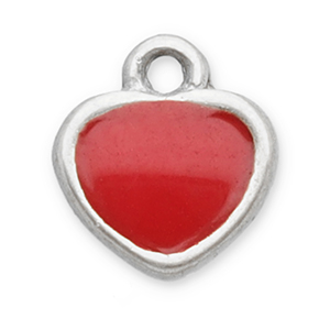 Stainless Steel Charms Heart Silver Red Silver Red Approx 6X55Mm 07Mm