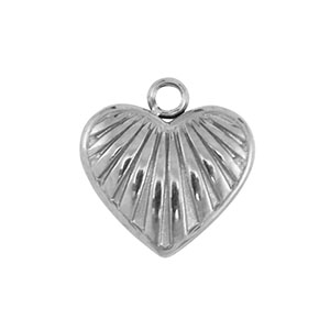 Stainless Steel Charms Heart Silver Silver Approx 11X10Mm 13Mm