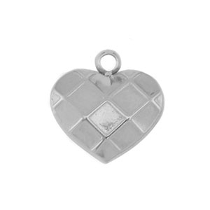 Stainless Steel Charms Heart Silver Silver Approx 11X11Mm 13Mm