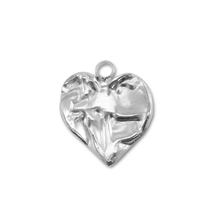 Stainless Steel Charms Heart Silver Silver Approx 15X13Mm 19Mm