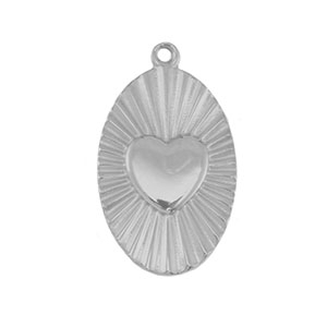 Stainless Steel Charms Heart Silver Silver Approx 20X12Mm 11Mm