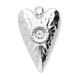 Stainless Steel Charms Heart Silver Transparent Silver Transparent Approx 17X11Mm 15Mm