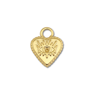 Stainless Steel Charms Heart With Eye Of Providence Gold Gold Approx 15X12Mm 32Mm