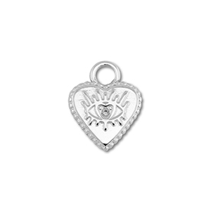 Stainless Steel Charms Heart With Eye Of Providence Silver Silver Approx 15X12Mm 32Mm