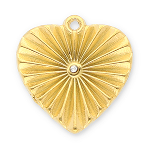 Stainless Steel Charms Heart With Strass Gold Transparent Gold Transparent Approx 185X18Mm 18Mm