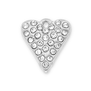 Stainless Steel Charms Heart With Strass Silver Transparent Silver Transparent Approx 13X11Mm 1Mm