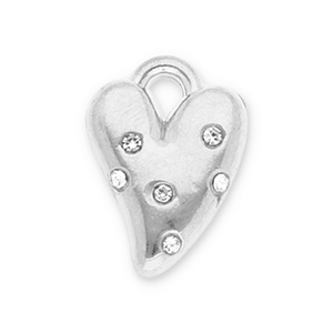 Stainless Steel Charms Heart With Strass Silver Transparent Silver Transparent Approx 14X10Mm 21Mm