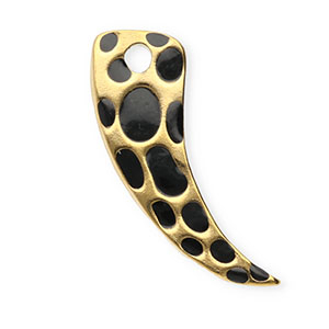 Stainless Steel Charms Horn With Leopard Print Gold Black Gold Black Approx 25X19Mm 25Mm