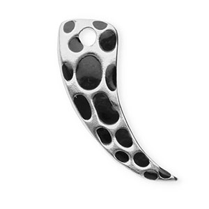 Stainless Steel Charms Horn With Leopard Print Silver Black Silver Black Approx 25X19Mm 25Mm