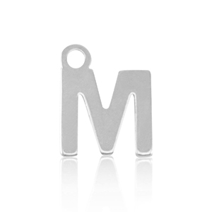 Stainless Steel Charms Initial M Silver Silver Approx 8X7Mm 12Mm