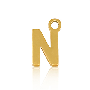 Stainless Steel Charms Initial N Gold Gold Approx 8X4Mm 12Mm