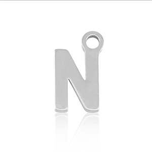Stainless Steel Charms Initial N Silver Silver Approx 8X4Mm 12Mm