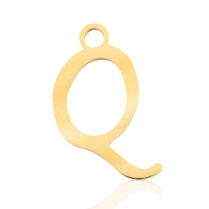Stainless Steel Charms Initial Q Gold Gold Approx 19X10Mm