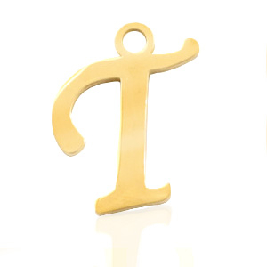 Stainless Steel Charms Initial T Gold Gold Approx 17X12Mm
