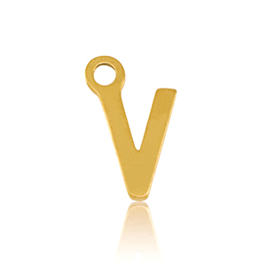 Stainless Steel Charms Initial V Gold Gold Approx 8X5Mm 12Mm