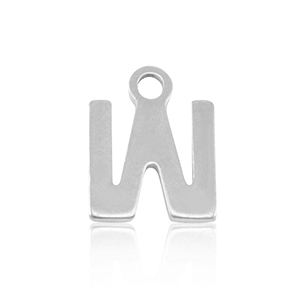 Stainless Steel Charms Initial W Silver Silver Approx 8X7Mm 12Mm