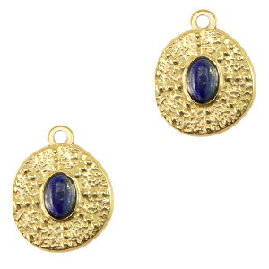 Stainless Steel Charms Irregular With Natural Stone Gold Dark Blue Gold Dark Blue Approx 14X10Mm 14Mm