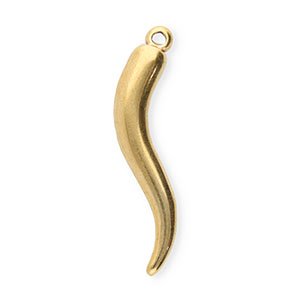 Stainless Steel Charms Italian Horn Gold Gold Approx 355X11Mm 2Mm