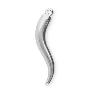 Stainless Steel Charms Italian Horn Silver Silver Approx 355X11Mm 2Mm