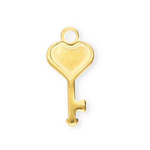 Stainless Steel Charms Key With Heart Gold Gold Approx 15X7Mm 17Mm