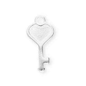 Stainless Steel Charms Key With Heart Silver Silver Approx 15X7Mm 17Mm