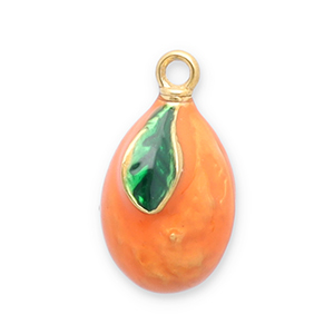 Stainless Steel Charms Kumquat Gold Orange Green Gold Orange Green Approx 155X95Mm 14Mm