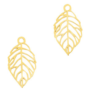 Stainless Steel Charms Leaf Gold Gold Approx 20X11Mm 19Mm