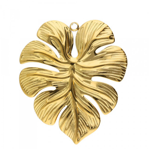 Stainless Steel Charms Leaf Gold Gold Approx 375X33Mm 19Mm