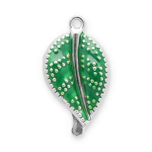 Stainless Steel Charms Leaf Silver Green Silver Green Approx 24X135Mm 15Mm