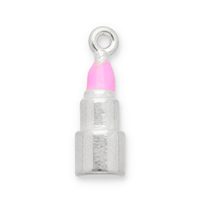 Stainless Steel Charms Lipstick Silver Pink Silver Pink Approx 17X55Mm 13Mm