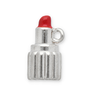 Stainless Steel Charms Lipstick Silver Red Silver Red Approx 15X9Mm 16Mm