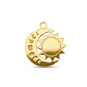 Stainless Steel Charms Moon And Sun Gold Gold Approx 16X10Mm 17Mm