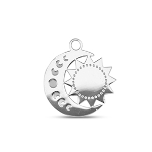 Stainless Steel Charms Moon And Sun Silver Silver Approx 16X10Mm 17Mm