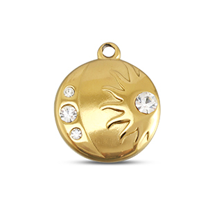 Stainless Steel Charms Moon En Sun Gold Gold Approx 175X15Mm 18Mm