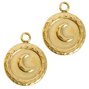 Stainless Steel Charms Moon Gold Gold Approx 18X14Mm 19Mm