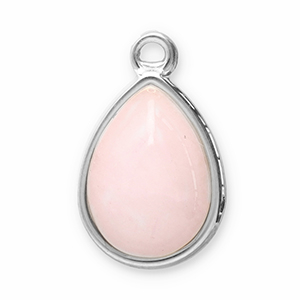 Stainless Steel Charms Natural Stone Drop Silver Pink Silver Pink Approx 195X12Mm 2Mm