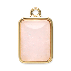 Stainless Steel Charms Natural Stone Rectangle Gold Pink Gold Pink Approx 19X12Mm 2Mm