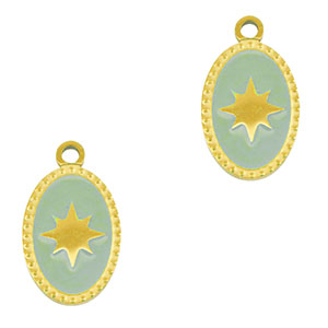 Stainless Steel Charms Oval Sun Gold Mint Green Gold Mint Green Approx 16X9Mm 15Mm