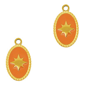 Stainless Steel Charms Oval Sun Gold Orange Gold Orange Approx 16X9Mm 15Mm