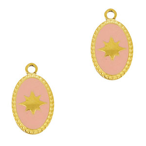 Stainless Steel Charms Oval Sun Gold Pink Gold Pink Approx 16X9Mm 15Mm