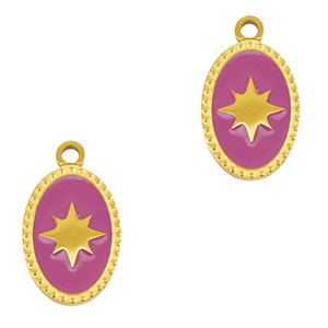 Stainless Steel Charms Oval Sun Gold Purple Gold Purple Approx 16X9Mm 15Mm