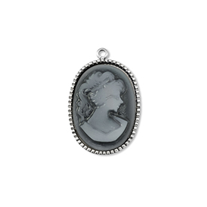 Stainless Steel Charms Oveal With Woman Silver Grey Silver Grey Approx 15X22Mm 13Mm