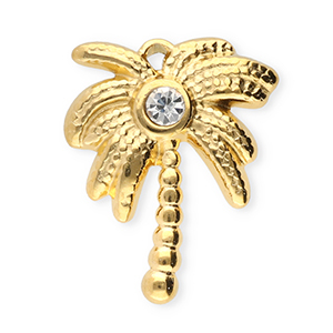 Stainless Steel Charms Palmtree Gold Dark Green Gold Dark Green Approx 20X135Mm 14Mm