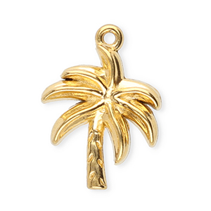 Stainless Steel Charms Palmtree Gold Gold Approx 145X105Mm 1Mm