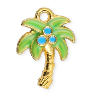 Stainless Steel Charms Palmtree Gold Green Blue Gold Green Blue Approx 14X10Mm 15Mm